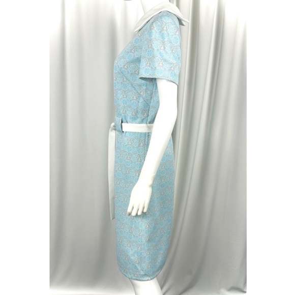 Vintage 1960’s 1970’s Sears Collared Shirt Dress in Soft Baby Blue + Grey - S/M - Picture 10 of 10